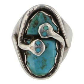 Effie Calavasa (Effie C) Zuni Kingman Turquoise Men's Ring
