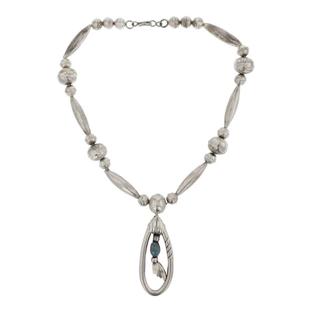 Vintage Navajo Spiderweb Turquoise Choker Necklace (1 of 3)