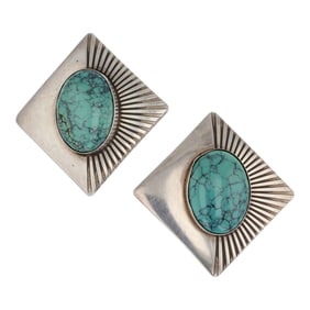 Navajo Cloud Mountain Turquoise Clip-on Earrings