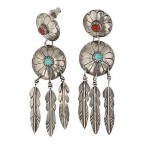 Navajo Turquoise & Corla Earrings