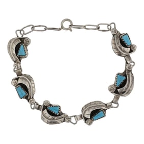 Navajo Kingman Turquoise Link Bracelet