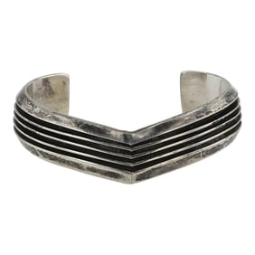 Tom Hawk Navajo Heavy Plain Silver Bracelet
