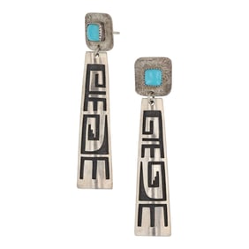Bobby Secakuku Hopi Sleeping Beaty Turquoise Earrings