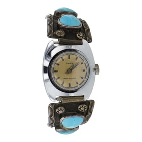 Vintage Navajo Kingman Turquoise Watch Bracelet