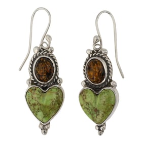 Navajo Amber & Gaspeite Earrings