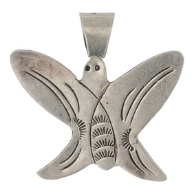 Navajo Plain Silver Butterfly Pendant