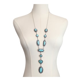 RB Navajo Compitos Turquoise Lariat necklace