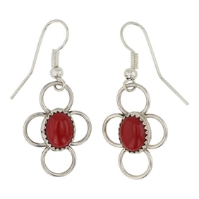 Navajo Mediterranean Coral Earrings