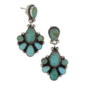 Travis Jim Navajo Nevada Turquoise Earrings