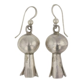 Vintage Navajo Plain Silver Blossom Earrings