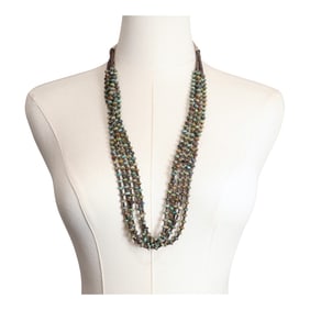 Navajo Nevada Turquoise & Shell Heishi Five Strand Necklace