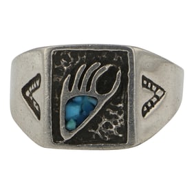 Navajo Turquoise Bear Paw Ring