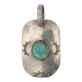 Todd Brown Southwest Anglo Artist Cerrillos Turquoise Pendant