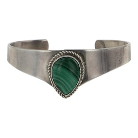 Vintage Norbert Johnson Navajo malachite V Shape Bracelet