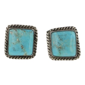 Vintage Navajo Blue Ridge Turquoise Earrings