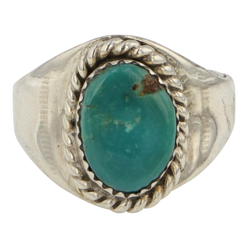 Navajo Nevada Turquoise Ring: Sterling Silver | Genuine Nevada Turquoise | Navajo Nevada Turquoise Ring | Navajo Native American Southwest Indian Jewelry | Good (no breaks or damages) | Approximate Weight: 9 Grams | Ring: 9 size, 