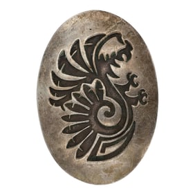 Vintage Navajo Plain Silver Belt Buckle