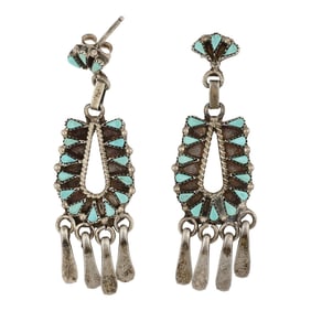 Vintage Zuni Turquoise Chandelier Earrings