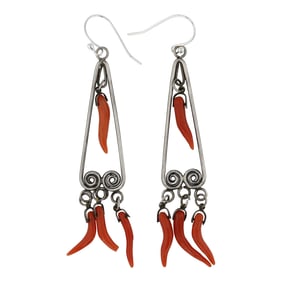 Vintage Navajo Mediterranean Coral Branches Earrings