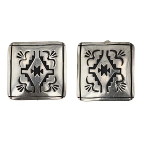 Navajo Stamp-Work Clip On Earrings
