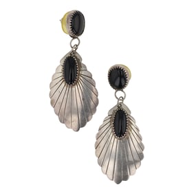 Vintage Navajo Black Onyx Earrings