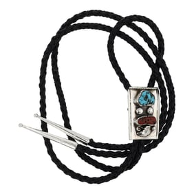 Navajo Turquoise & Coral Bolo Tie
