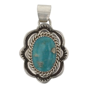 Delbert Delgarito Navajo Compitos Turquoise Pendant