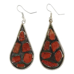 Navajo Freeform Coral Earrings