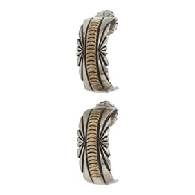 Herbert Begaye Navajo 14K Gold & Sterling Silver Hoop Earrings