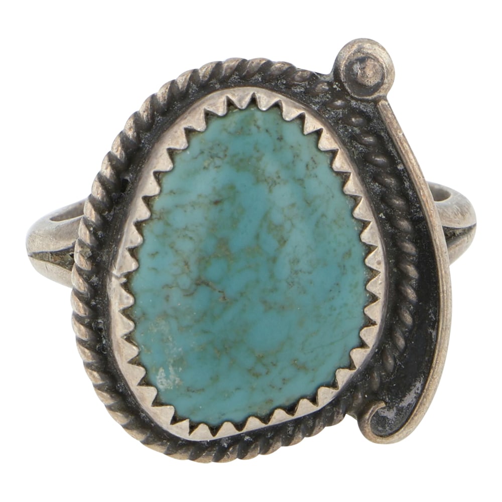 Vintage Navajo Nevada Turquoise Ring: Sterling Silver | Genuine Nevada Turquoise | Vintage Navajo Nevada Turquoise Ring | Navajo Native American Southwest Indian Jewelry | Good (no breaks or damages) | Approximate Weight: 5 Grams | Ring: 