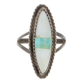 Vintage Zuni Turquoise & Mother of Pearl Ring