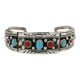 Navajo Turquoise & Coral Bracelet