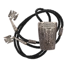 Vintage Navajo Detailed Stamp-Work Bolo Tie