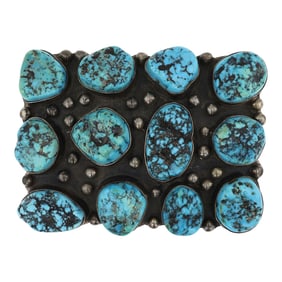 Vintage Navajo Kingman Turquoise Belt Buckle