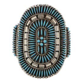 Jason Yazzie Zuni Sleeping Beauty Turquoise Needlepoint Cluster bracelet