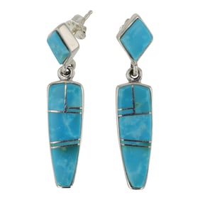 Julius Burbank Navajo Kingman Turquoise inlay Earrings