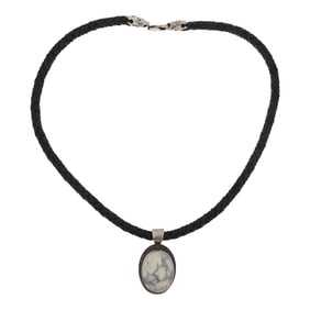 Senna Platero Navajo Howlite Sterling Silver & Leather Choker Necklace