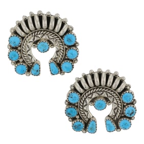Nora Tsosie Navajo Kingman Turquoise Earrings