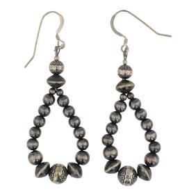 Navajo Oxidized Beads Hoop Earrings