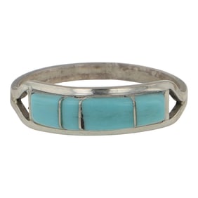 Chester & Sheraldine Lonjose Zuni Turquoise Inlay Ring