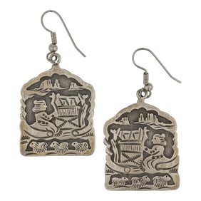 Vintage Navajo Sterling Silver Story Teller Earrings