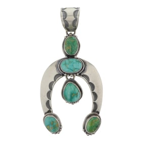 Randy Boyd Navajo Lone Mountain Turquoise Naja Pendant