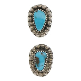 Vintage Navajo Kingman Turquoise Earrings