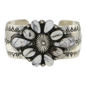 RB Navajo White Buffalo Cluster Bracelet