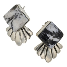 Navajo White Buffalo Earrings