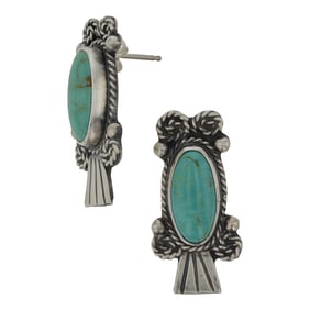 Bob Becenti Navajo Nevada Turquoise Earrings
