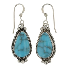 Lee Sandoval Navajo Lone Mountain Turquoise Earrings