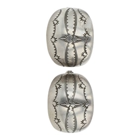 Vintage Navajo Domed Stamp-Work Earrings