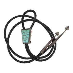 Vintage Zuni Sleeping Beauty Turquoise Bolo Tie