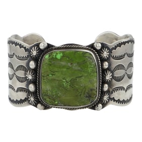 Chimney Butte Gaspeite Stamp-Work Bracelet